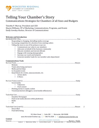 Telling Your Chambers Story  Communications Strategies for Chambers of all Sizes and Budgets