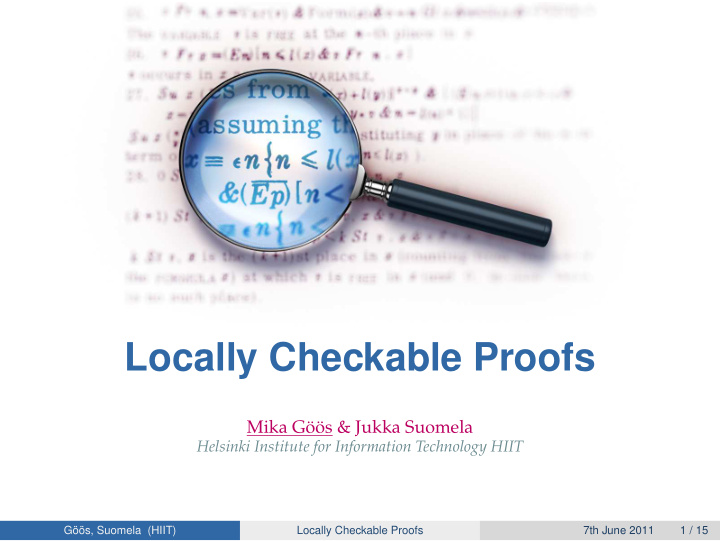 locally checkable proofs