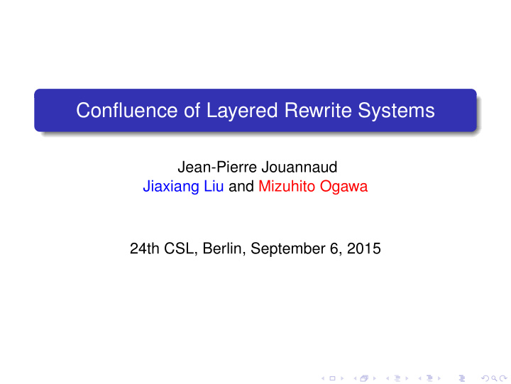 confluence of layered rewrite systems