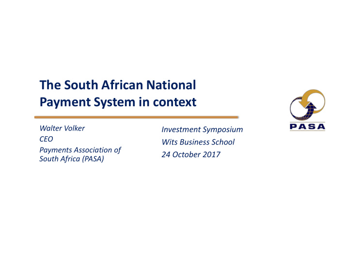 the south african national payment system in context