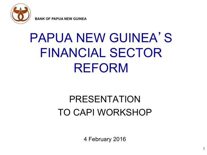 papua new guinea s financial sector reform