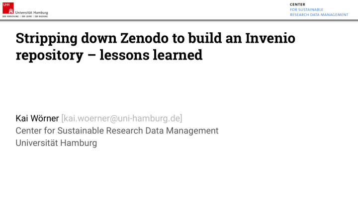 stripping down zenodo to build an invenio repository
