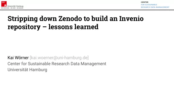 stripping down zenodo to build an invenio repository