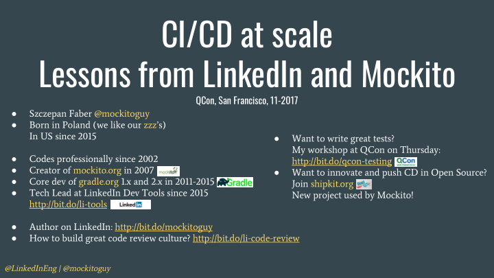 ci cd at scale lessons from linkedin and mockito