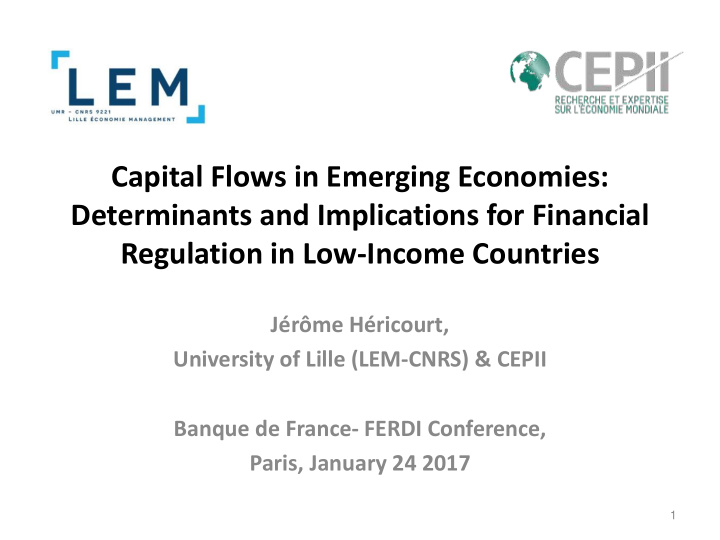 capital flows in emerging economies determinants and