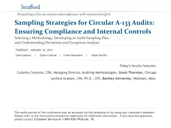 Sampling Strategies for Circular A-133 Audits:  Ensuring Compliance and Internal Controls