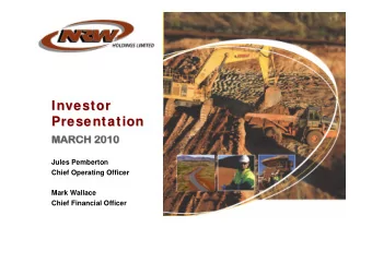 Investor  Investor  Presentation  Presentation  MARCH 2010  MARCH 2010  MARCH 2010  MARCH 2010