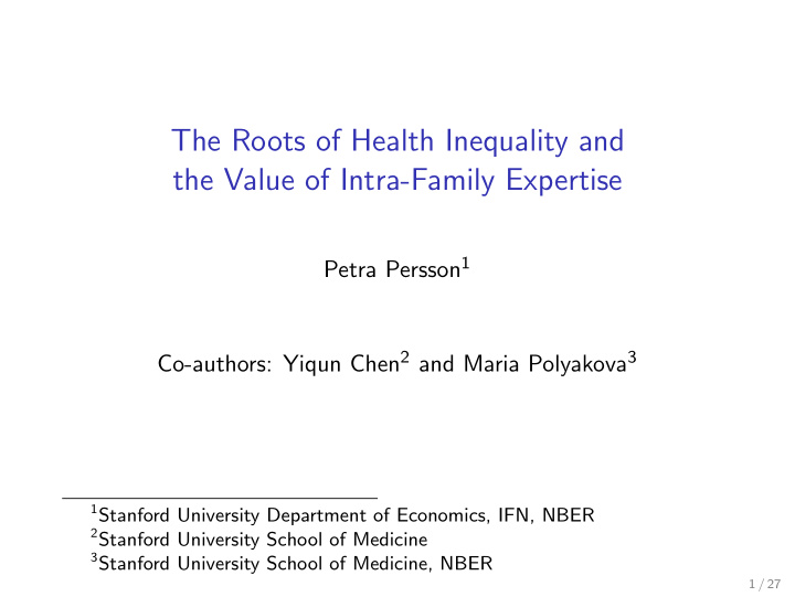 the roots of health inequality and the value of intra