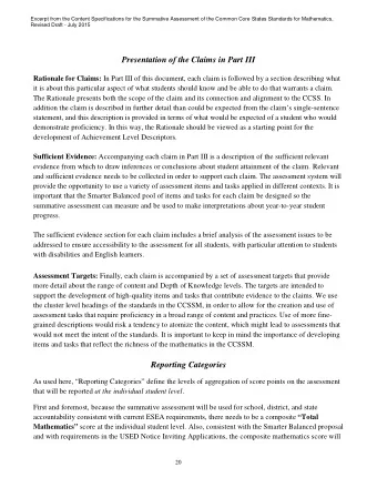 Presentation of the Claims in Part III Rationale for Claims: In Part III of this document, each