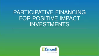 INVESTMENTS  DEBT CROWDFUNDING OR CROWDLENDING IS A NEW  FINANCING ALTERNATIVE  Traditional