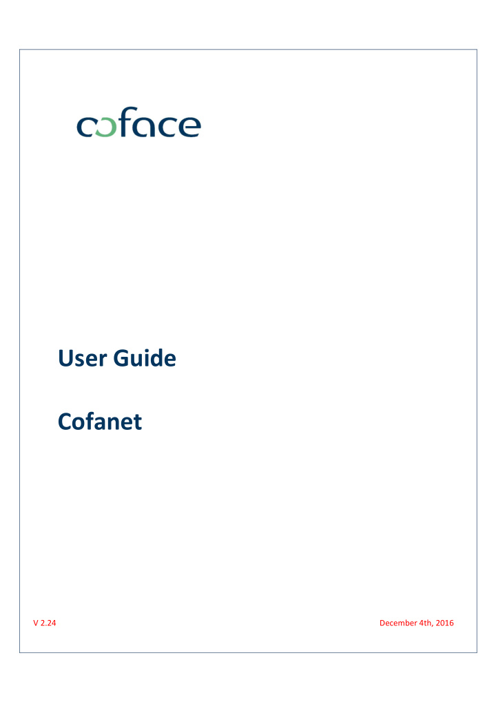 user guide cofanet
