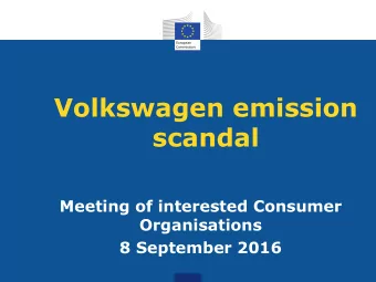 Volkswagen emission  scandal  Meeting of interested Consumer  Organisations  8 September 2016
