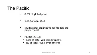 The Pacific  0.3% of global poor   1.25% global ODA   Mul6lateral organisa6onal models are
