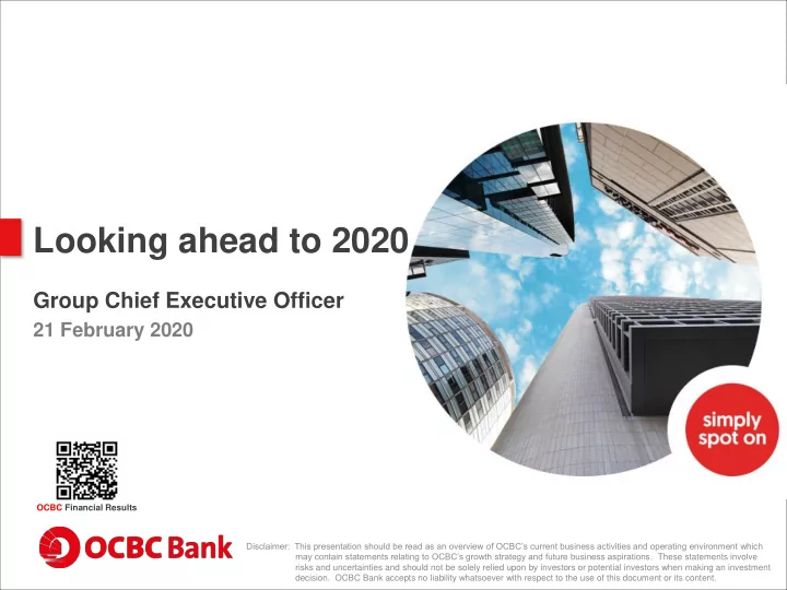 looking ahead to 2020