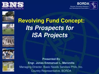 Its Prospects for  ISA Projects  Presented By  Engr. Jonas Emmanuel L. Maronilla  Managing
