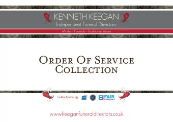 Order Of Service  Collection  www.keeganfuneraldirectors.co.uk  Modern Funerals - Traditional