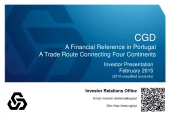 CGD  A Financial Reference in Portugal  A Trade Route Connecting Four Continents  Investor