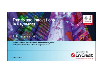 Trends and Innovations  in Payments  AFTE - conference  Gerhard Bystricky, Head of Product