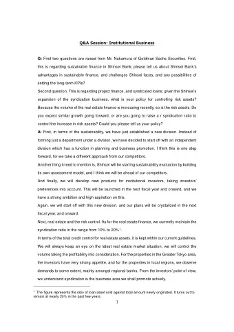 1 The figure represents the ratio of loan asset sold against total amount newly originated. It