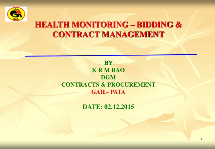 by k r m rao dgm contracts procurement gail pata date 02