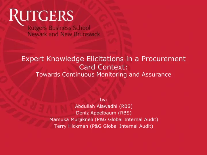 expert knowledge elicitations in a procurement card