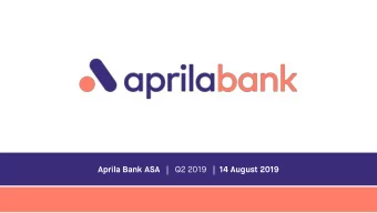 Aprila Bank ASA | Q2 2019 | 14 August 2019  Disclaimer  Forward-looking statements This