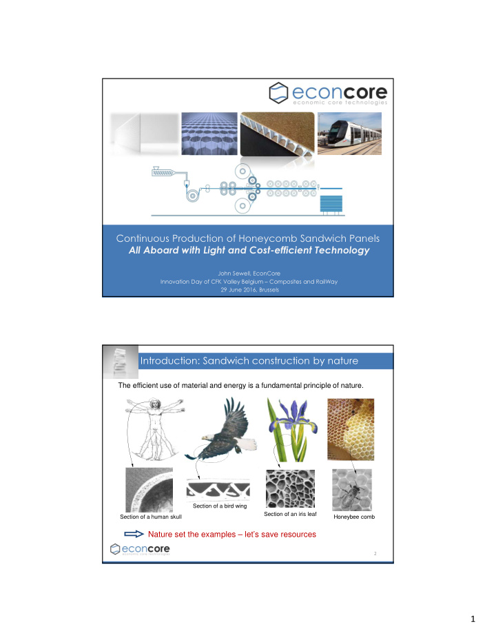 continuous production of honeycomb sandwich panels all