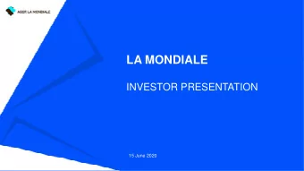 LA MONDIALE  INVESTOR PRESENTATION  15 June 2020  C1 - Public Natixis  SGAM AG2R La MONDIALE