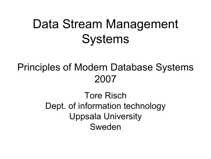 data stream management systems