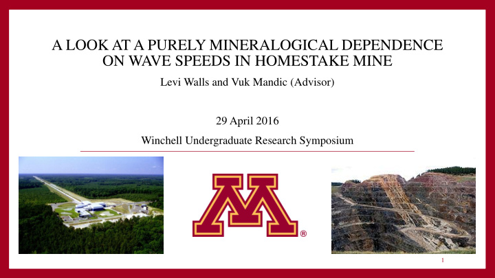 on wave speeds in homestake mine