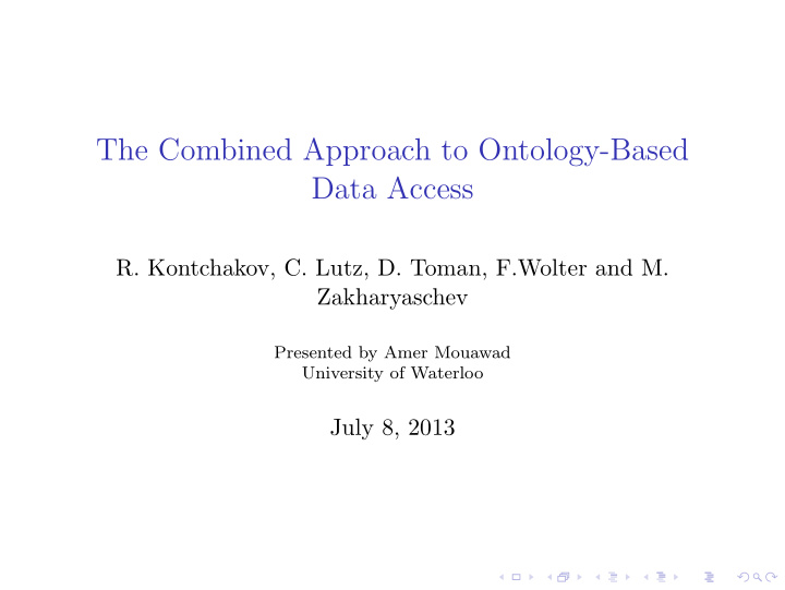 the combined approach to ontology based data access