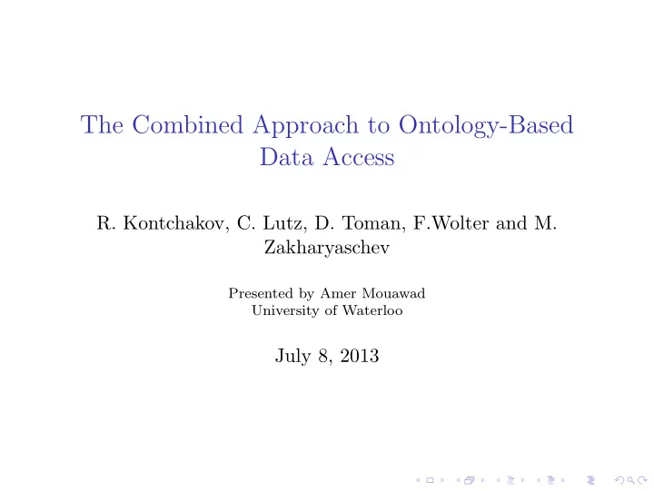 the combined approach to ontology based data access