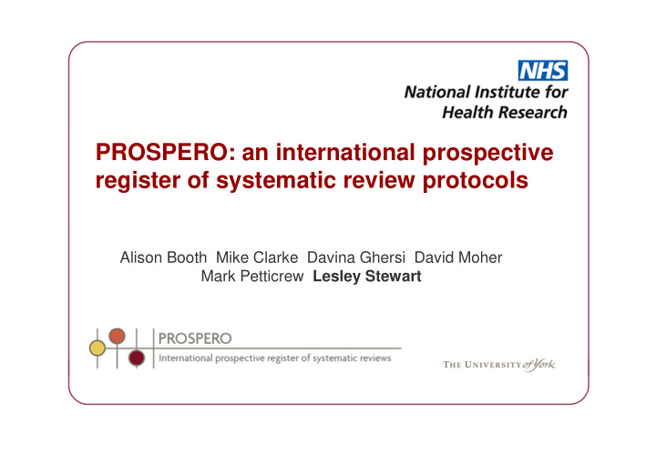 prospero an international prospective register of
