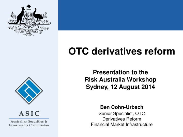 otc derivatives reform