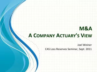 M&amp;A   A  C OMPANY A CTUARY ' S V IEW   Joel  Weiner    CAS  Loss