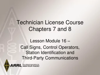 Technician License Course  Chapters 7 and 8 Lesson Module 16   Call Signs, Control Operators,