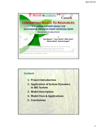 1. Introduction  What are short rotation coppices (SRCs)?  Woody, perennial crops: willow,