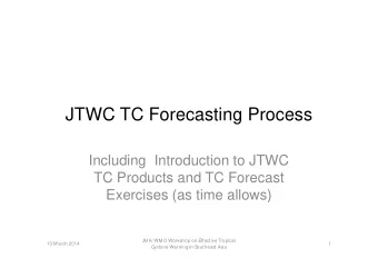 JTWC TC Forecasting Process  Including  Introduction to JTWC  TC Products and TC Forecast