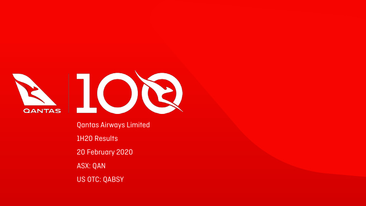 qantas airways limited 1h20 results 20 february 2020 asx