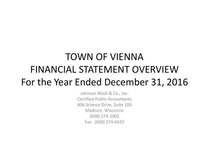 town of vienna financial statement overview for the year