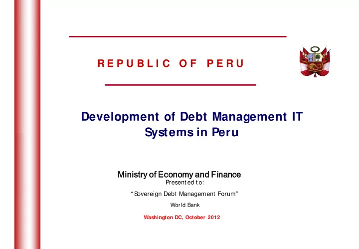development of debt management it systems in peru