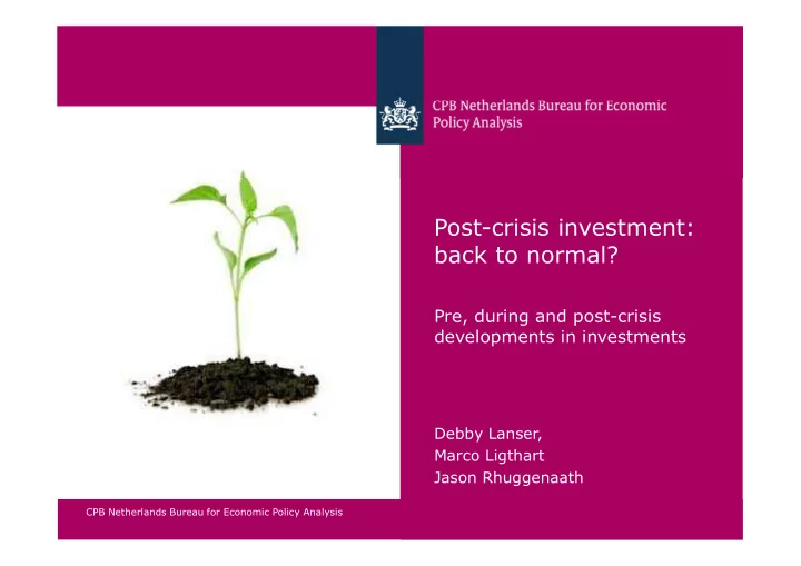 post crisis investment back to normal