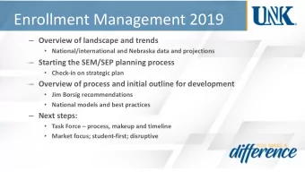 Enrollment Management 2019  Overview of landscape and trends  National/international and