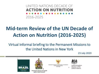Mid-term Review of the UN Decade of  Action on Nutrition (2016-2025)  Virt  irtual  l In  Inform