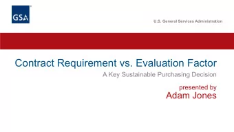 Contract Requirement vs. Evaluation Factor  A Key Sustainable Purchasing Decision  presented by