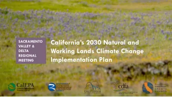 Working Lands Climate Change  DELTA  REGIONAL  Implementation Plan  MEETING  Agenda  1. Overview of