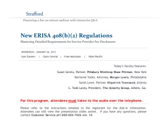 New ERISA 408(b)(2) Regulations Mastering Detailed Requirements for Service Provider Fee