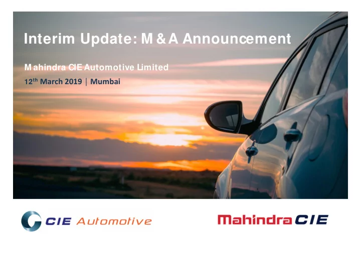 interim update m a announcement