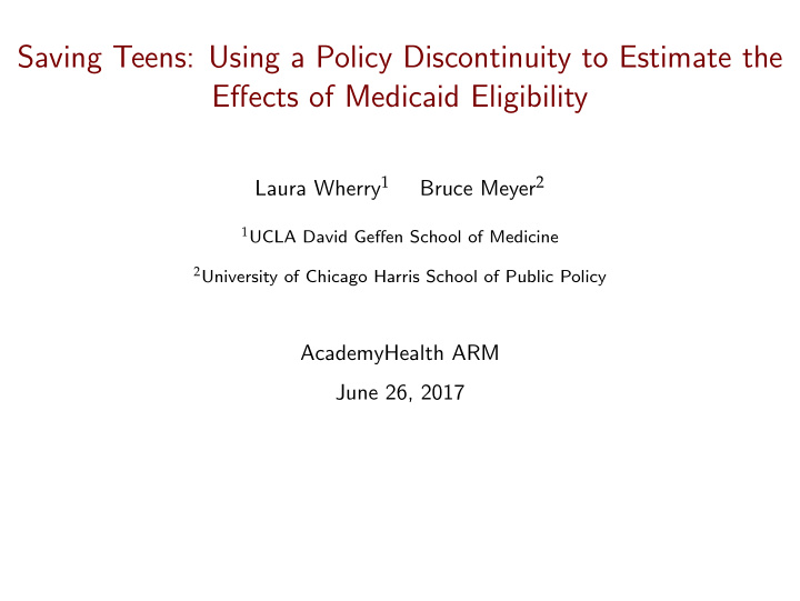 saving teens using a policy discontinuity to estimate the
