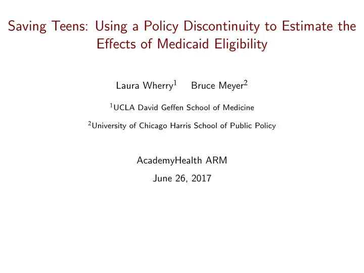 saving teens using a policy discontinuity to estimate the